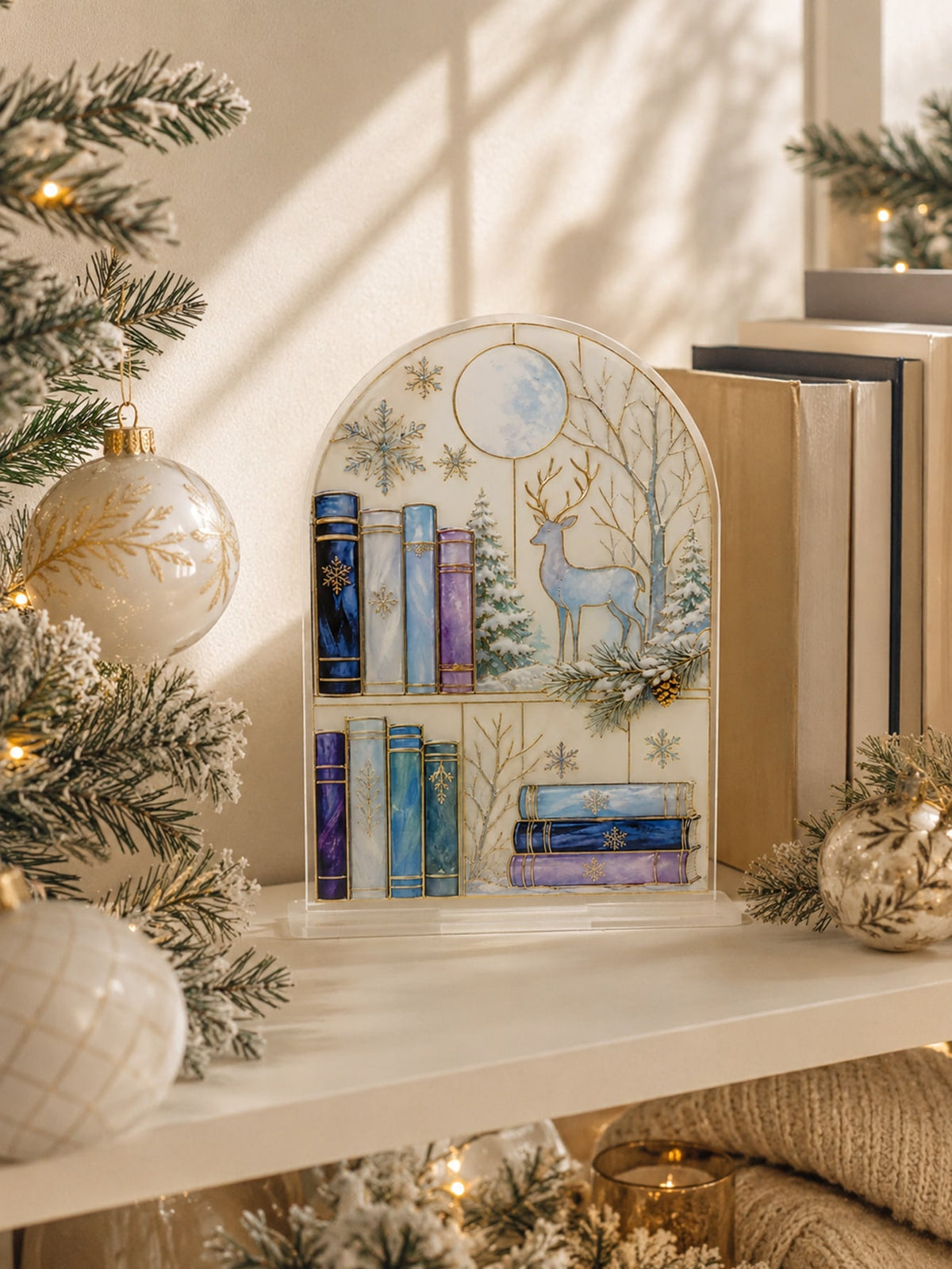 winter deer bookshelf plaque - photo 6