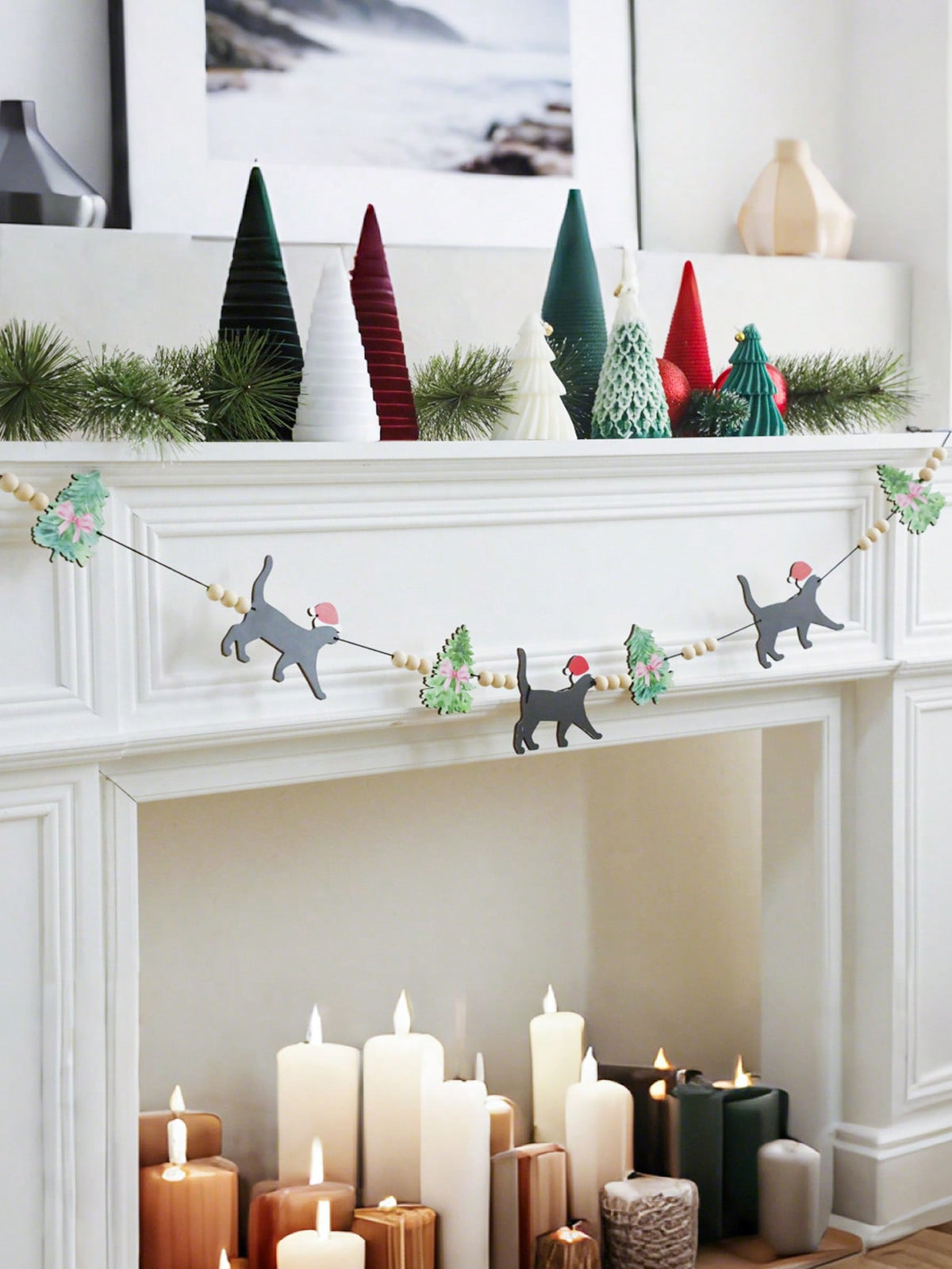 black cat Christmas felt garland - photo 7