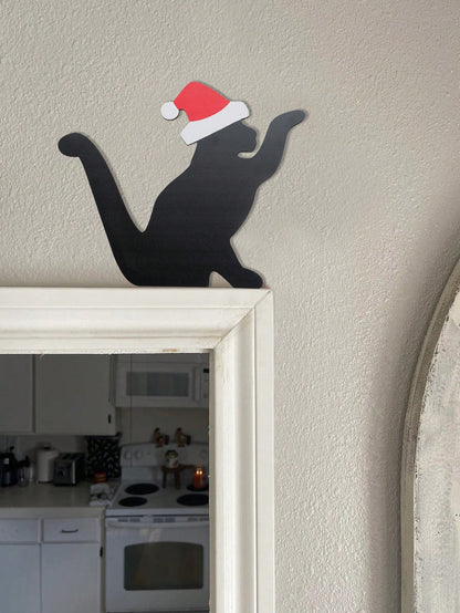 Santa hat black cat door decor - photo 7