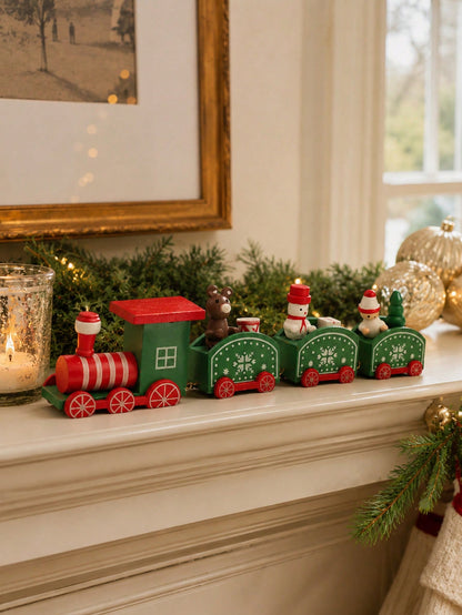 green red Christmas train decor - photo 6