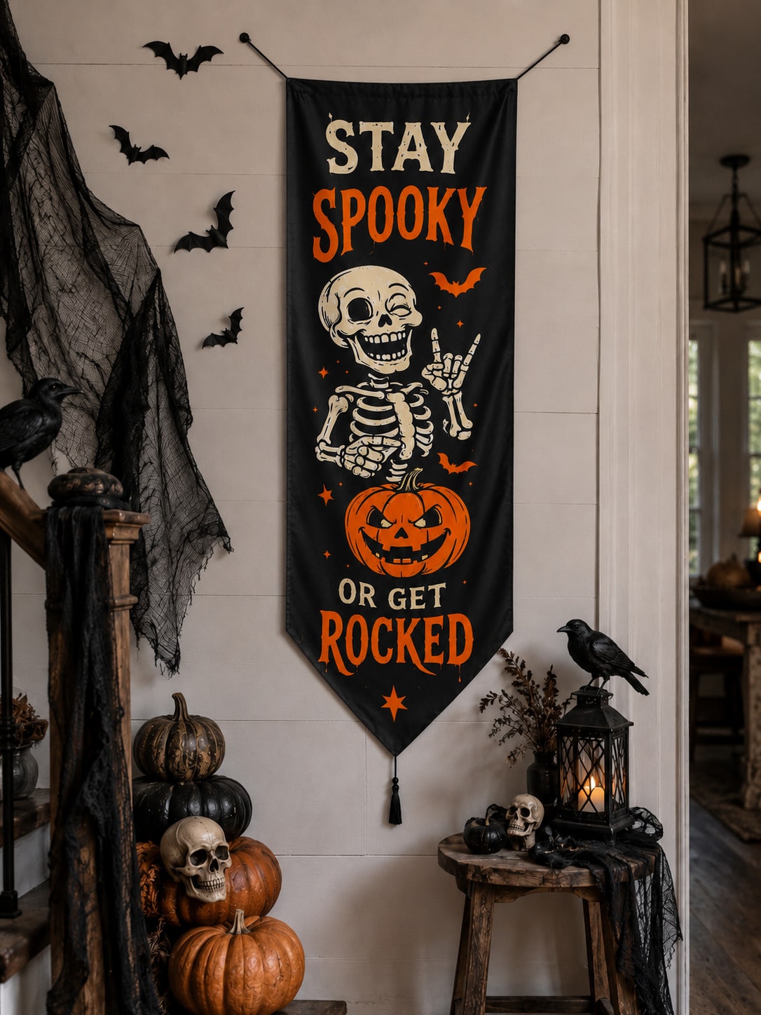 stay spooky skeleton porch banner - photo 6