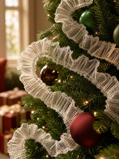 ruffled mesh ribbon garland - White photo 7