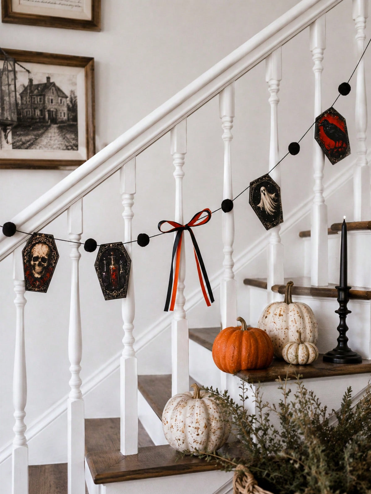 skull coffin raven gothic garland - photo 6