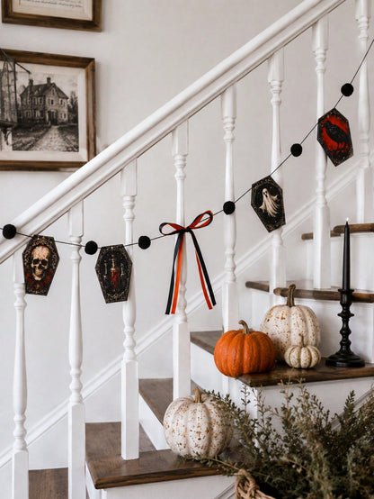 skull coffin raven gothic garland - photo 6