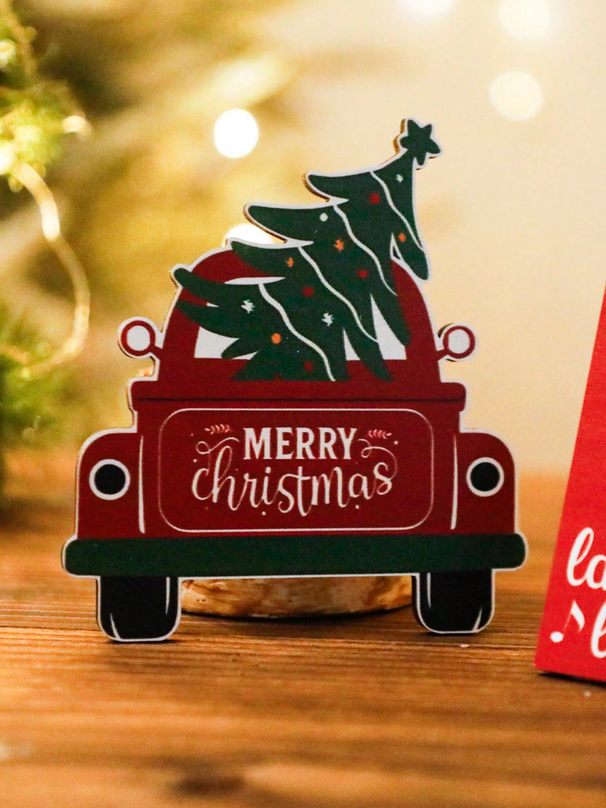 red truck Christmas tabletop sign - photo 5
