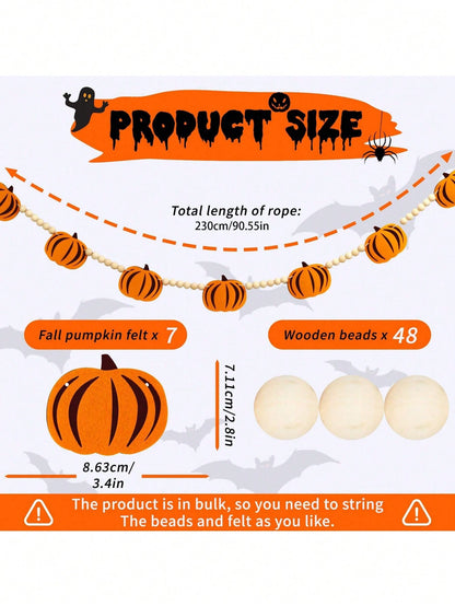 felt pumpkin wood bead garland - photo 7