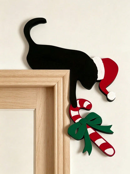black cat candy cane door corner - photo 7