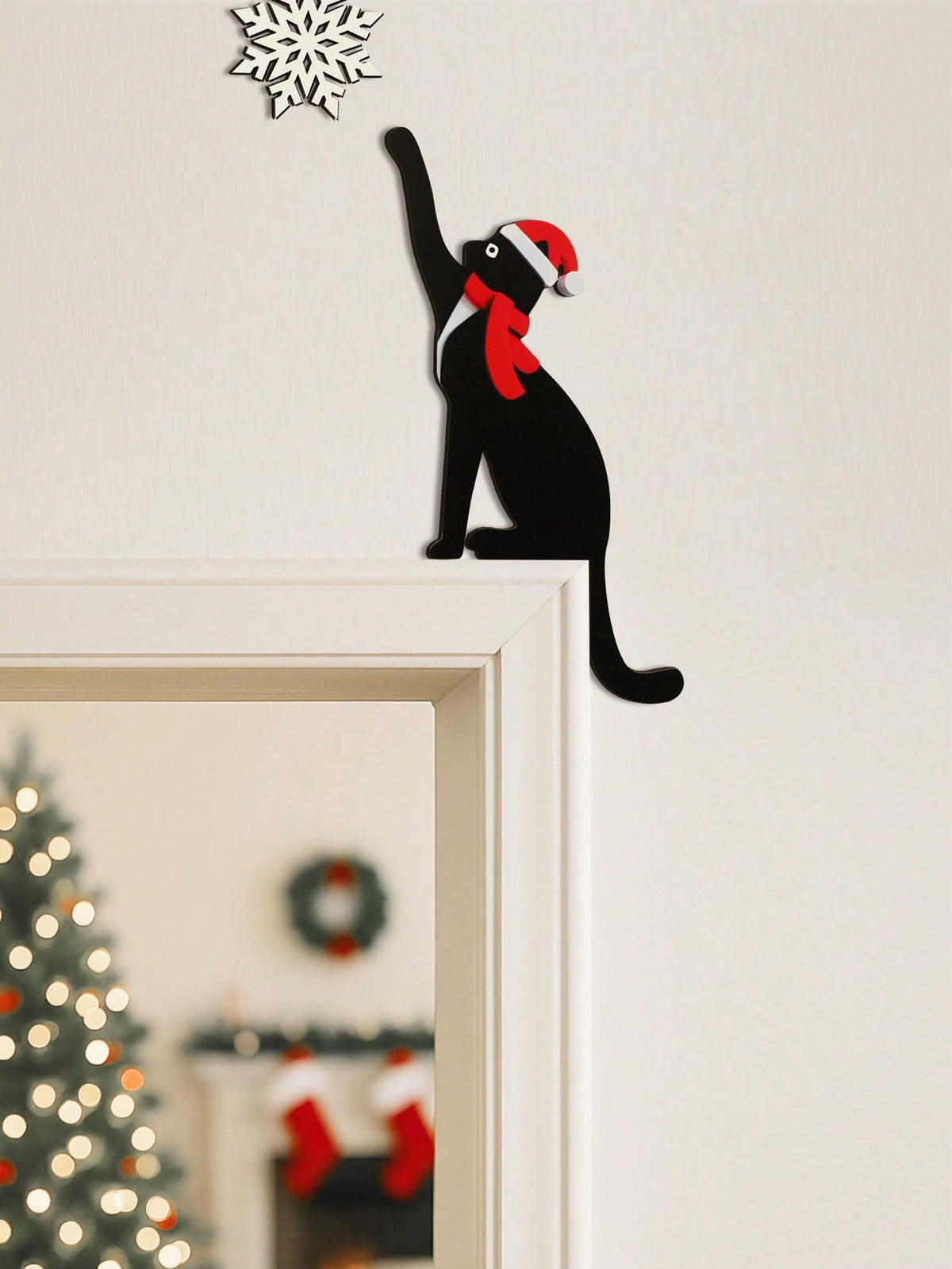 black cat Christmas door corner decor - photo 7