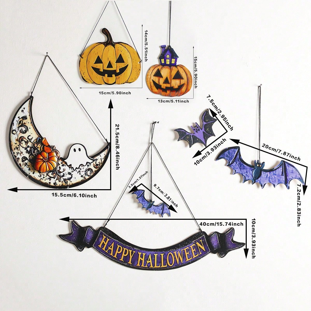purple bat moon Halloween hanging - photo 7