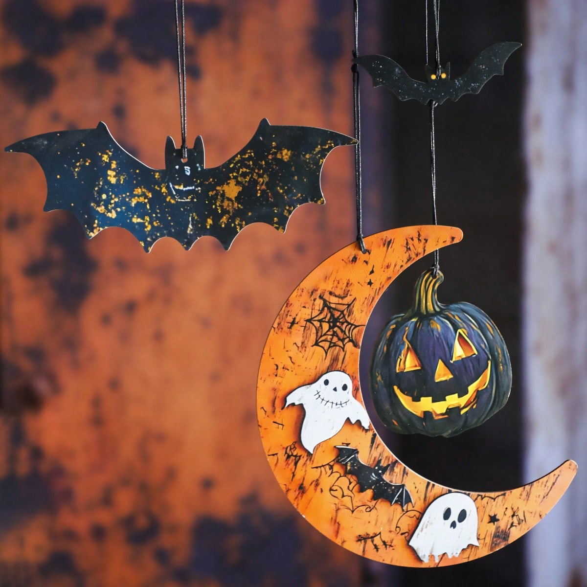 bat moon pumpkin hanging decor - photo 6