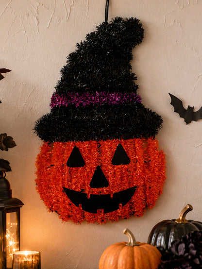 witch hat pumpkin tinsel door hanger - photo 6