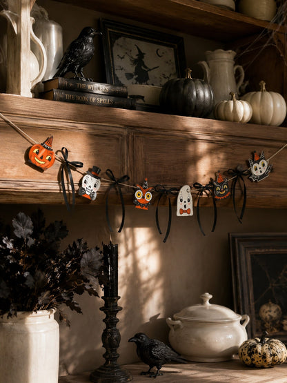 pumpkin owl black cat Halloween garland - photo 6