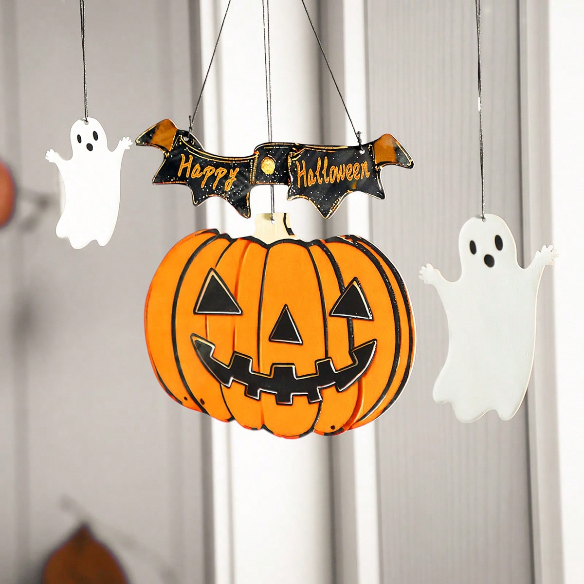 pumpkin ghost Halloween hanging sign - photo 6
