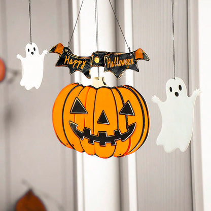 pumpkin ghost Halloween hanging sign - photo 6