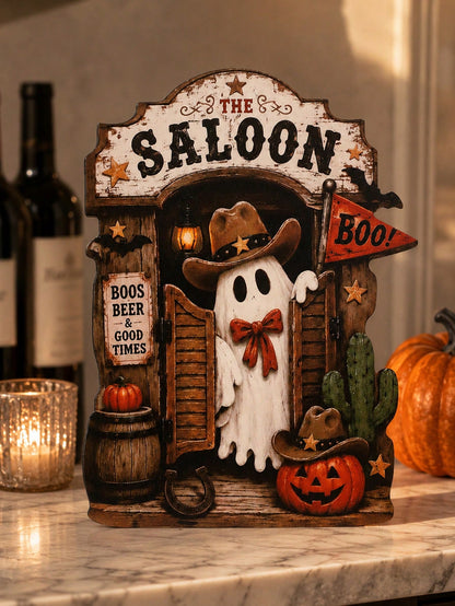 ghost saloon Halloween tabletop sign - photo 8