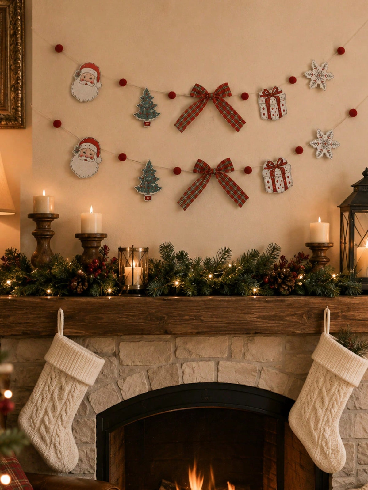 Santa Christmas tree garland bows - photo 8