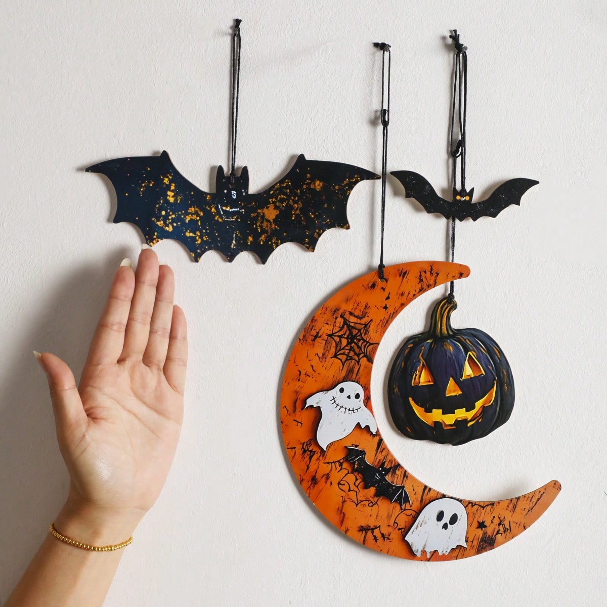 bat moon pumpkin hanging decor - photo 7