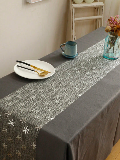 snowflake sheer table runner - Silver photo 8