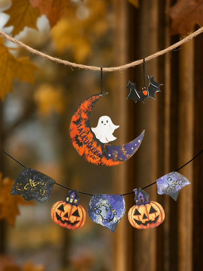 pumpkin bat moon Halloween banner - photo 7