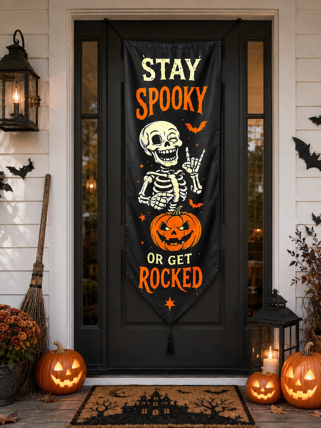 stay spooky skeleton porch banner - photo 7
