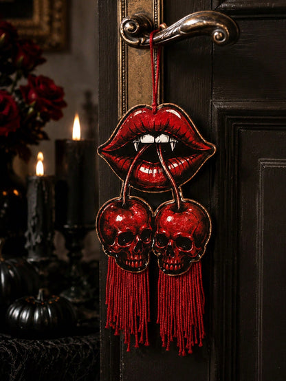 vampire lips cherry skull door hanger - photo 6
