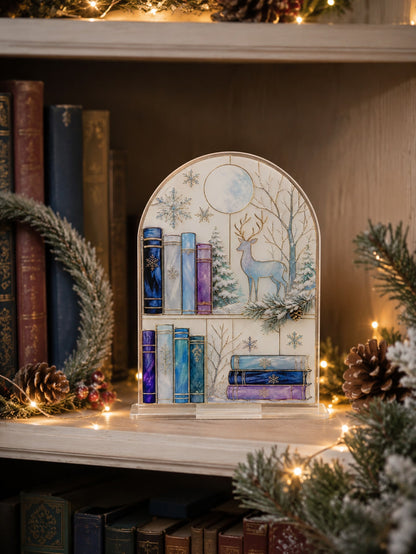 winter deer bookshelf plaque - photo 7