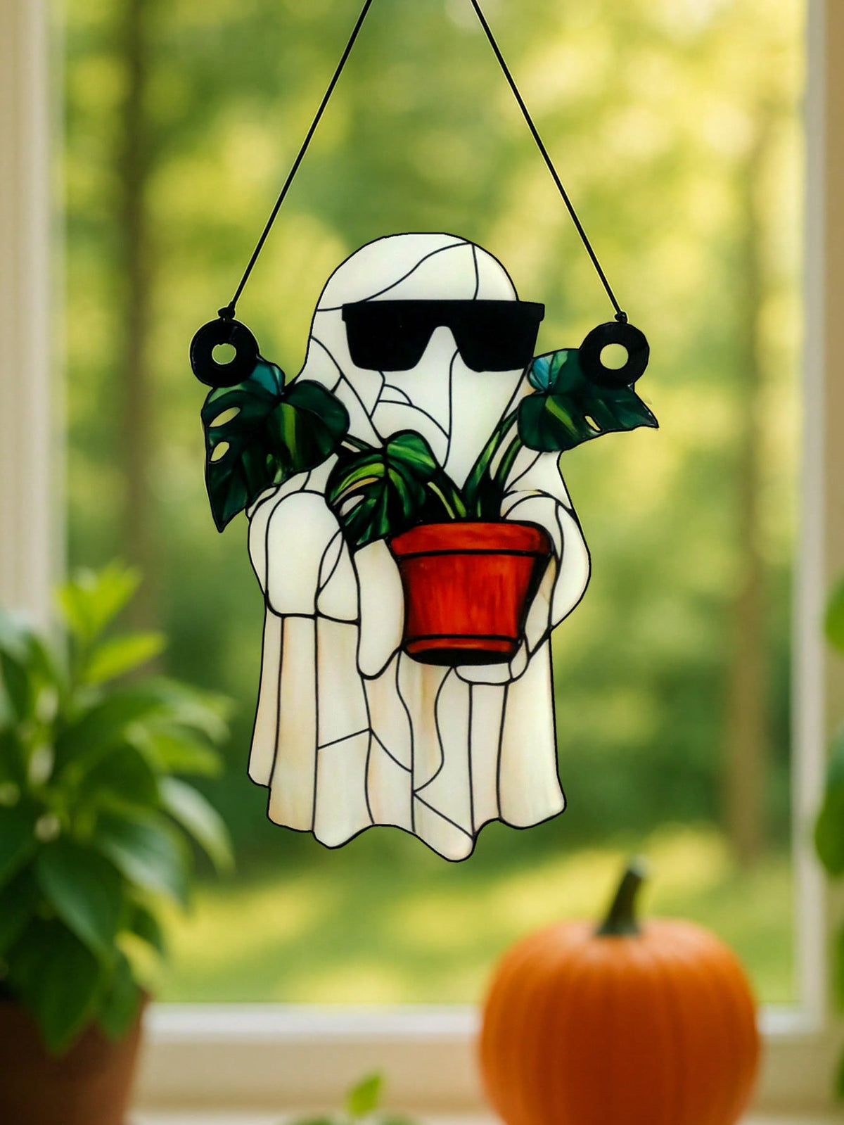 ghost monstera suncatcher - photo 8