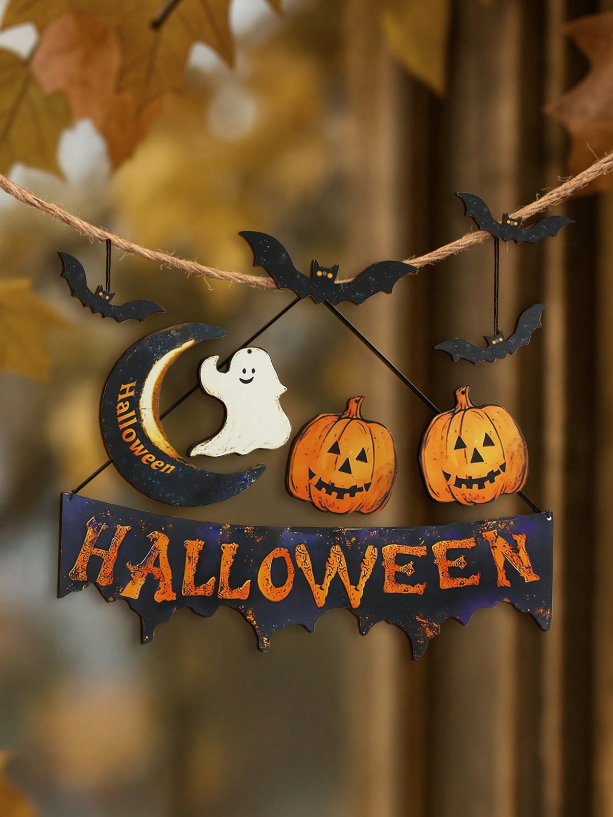 Happy Halloween banner pumpkin bat set - photo 7