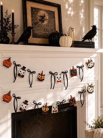 pumpkin owl black cat Halloween garland - photo 7