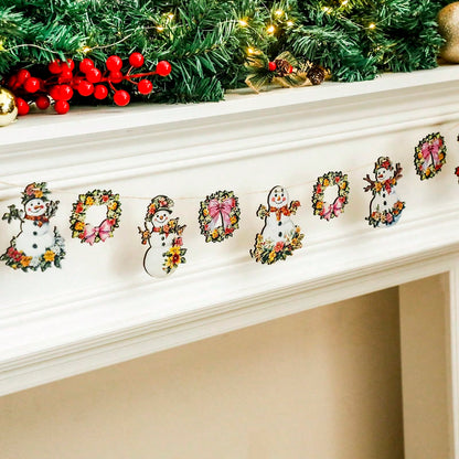 floral snowman wreath garland - photo 7