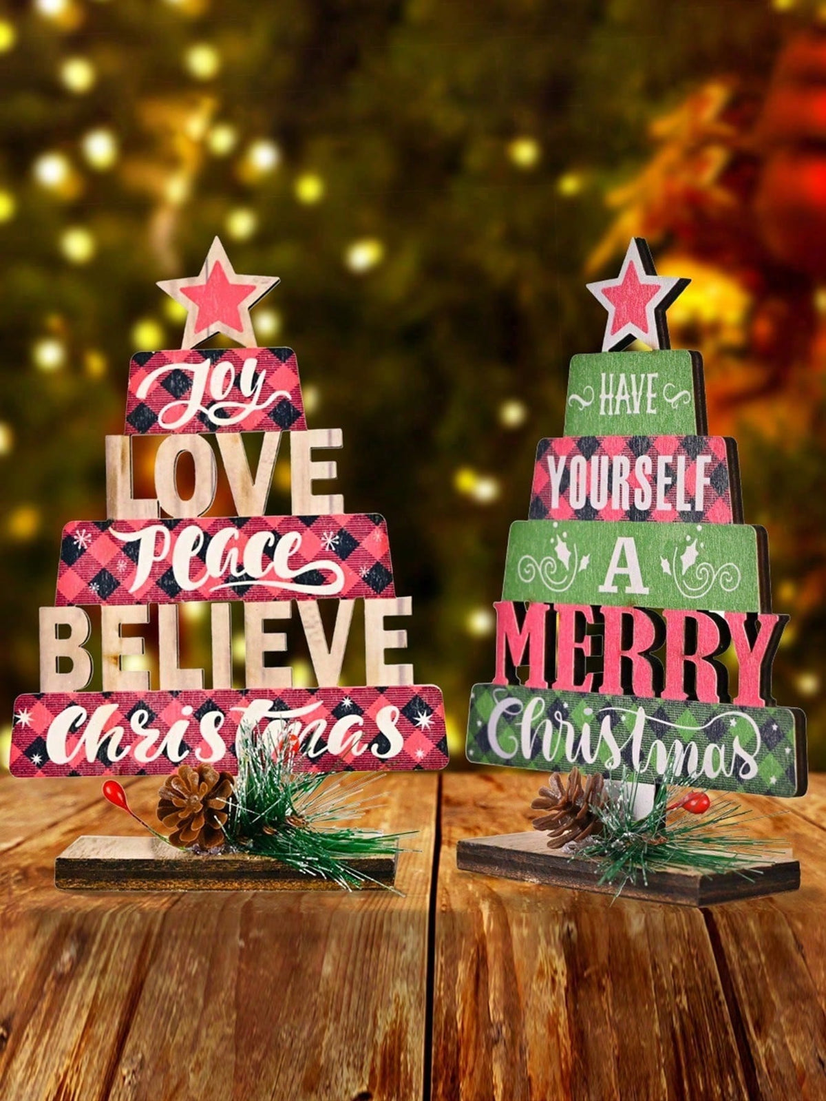 Christmas word tree tabletop signs - photo 7