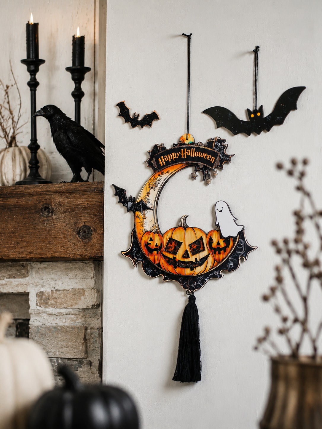 crescent moon pumpkin hanging decor - photo 8