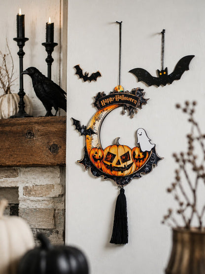 crescent moon pumpkin hanging decor - photo 8