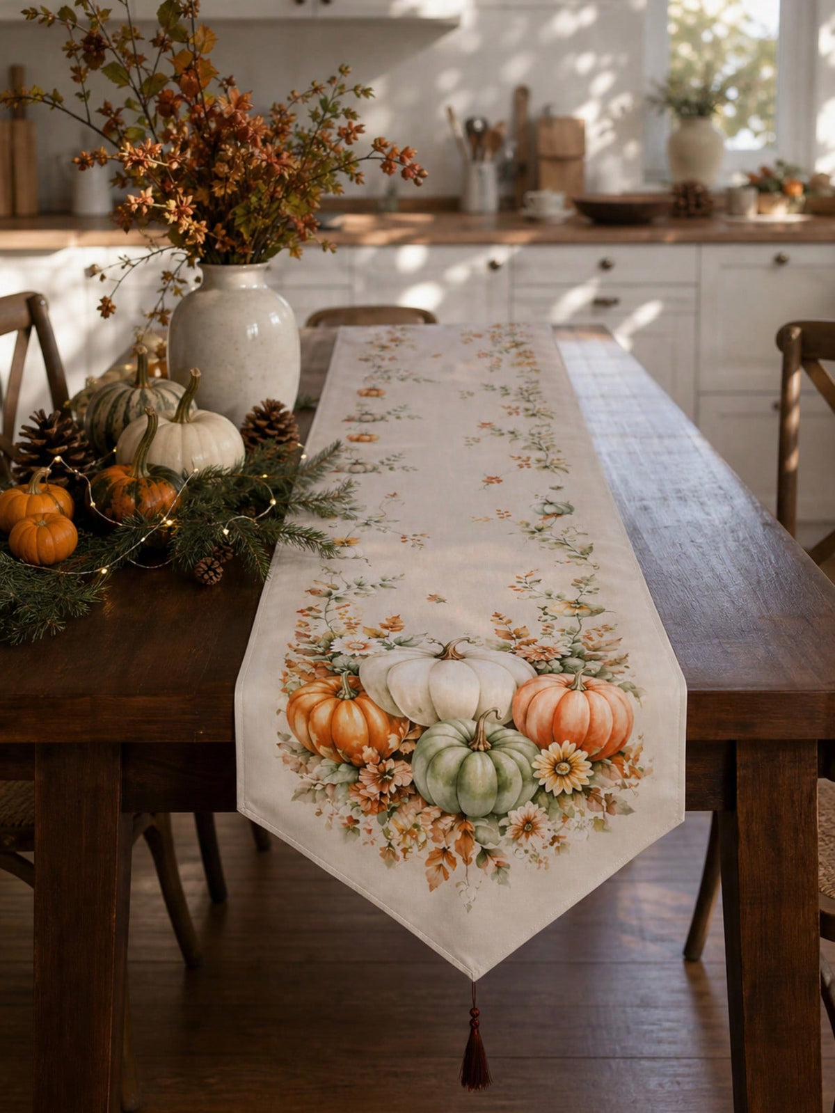 pumpkin wildflower table runner - photo 8