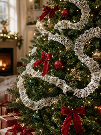 ruffled mesh ribbon garland - White photo 8