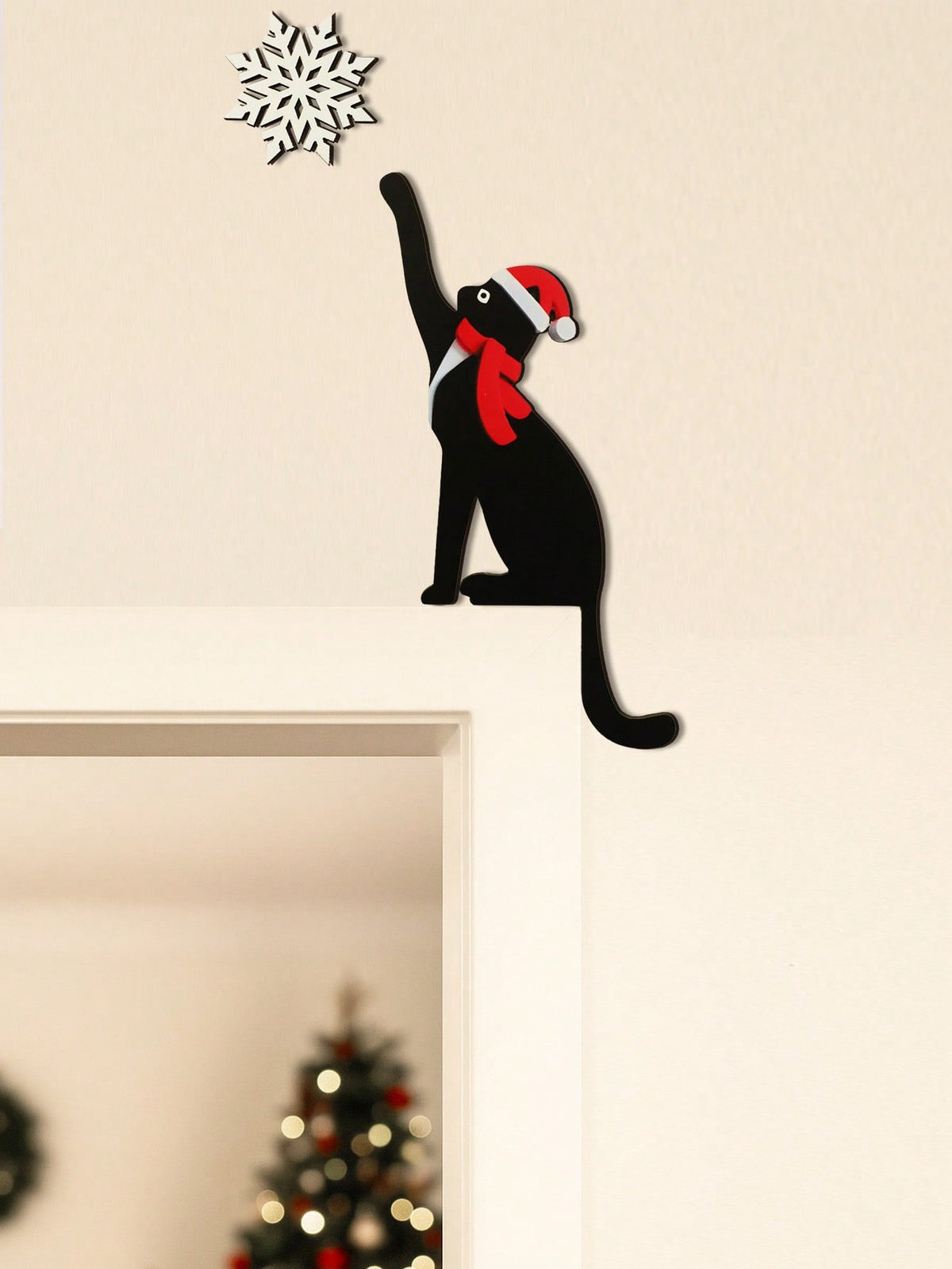 black cat Christmas door corner decor - photo 8