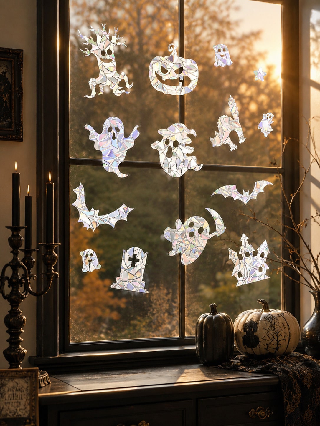 holographic Halloween window stickers - photo 7
