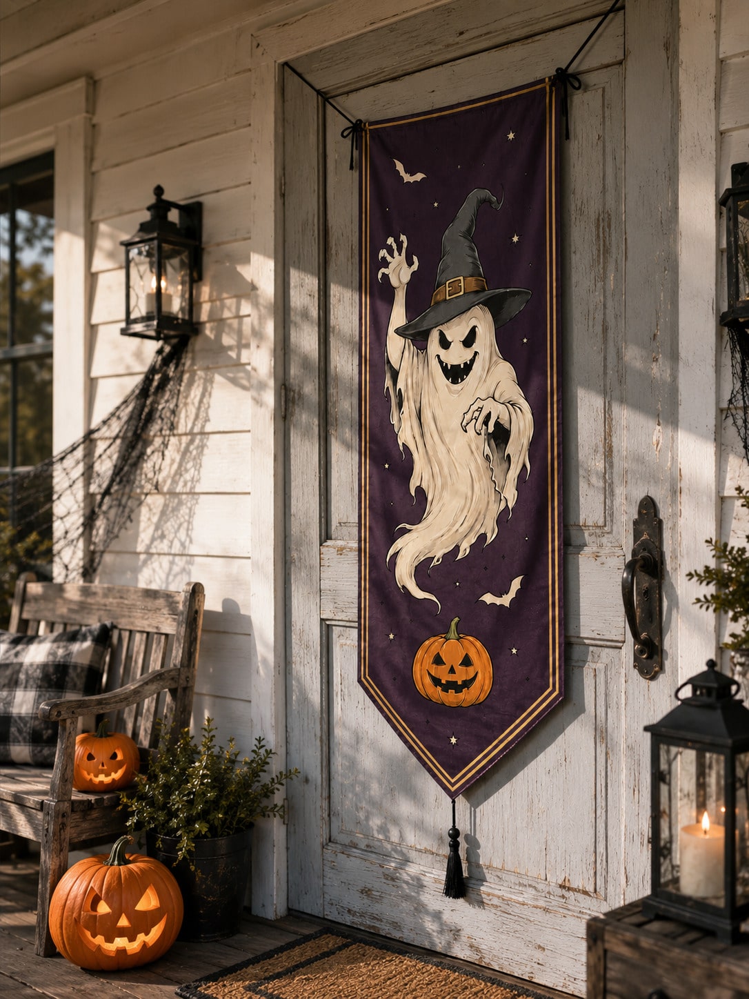 witch ghost Halloween porch banner - photo 7