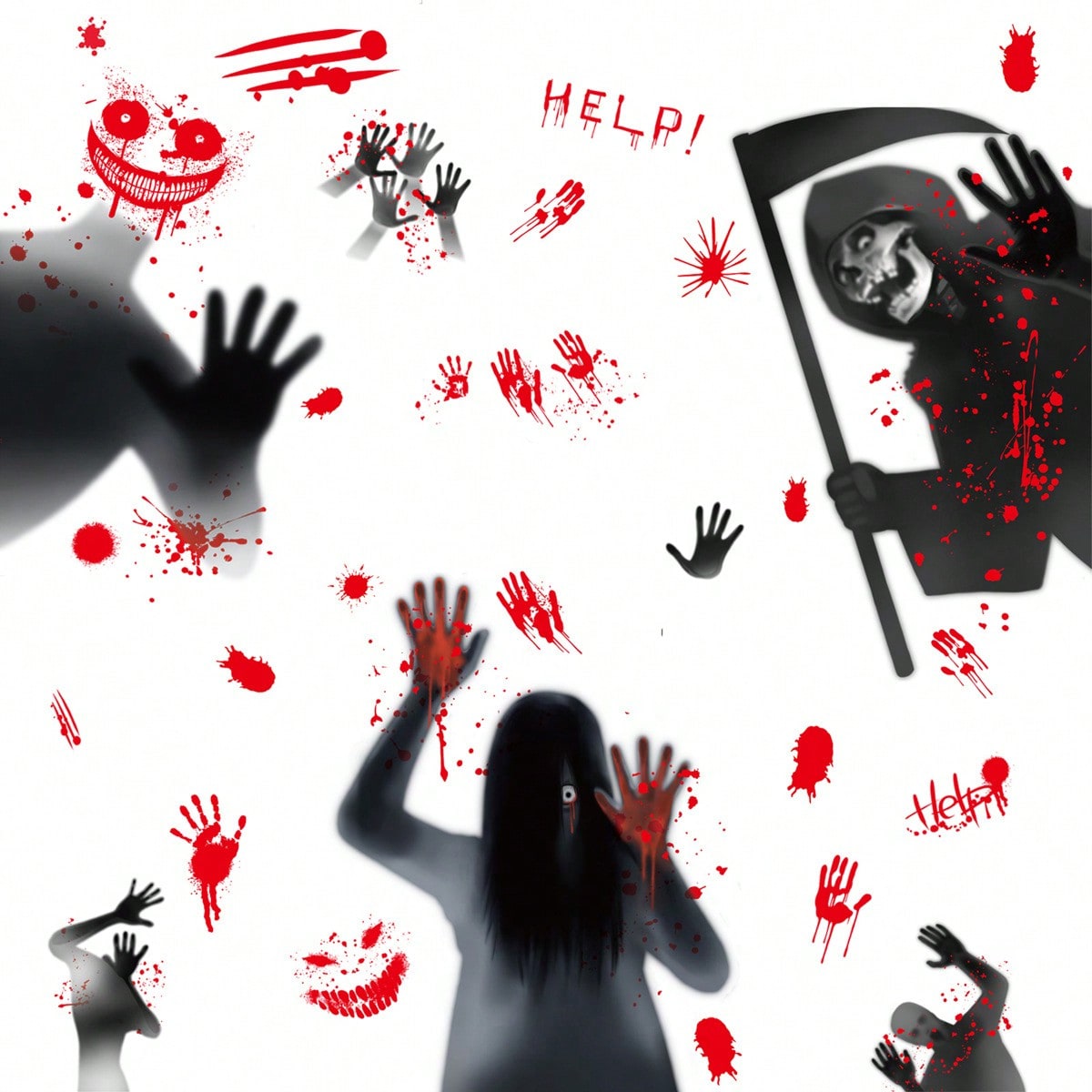 bloody handprint Halloween window clings - photo 7