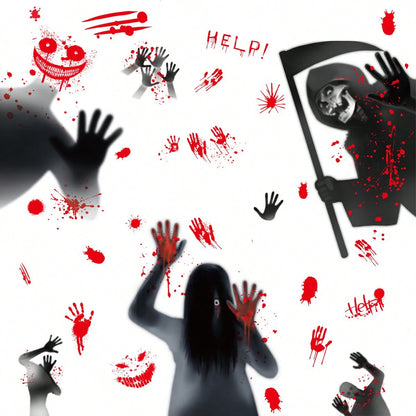 bloody handprint Halloween window clings - photo 7