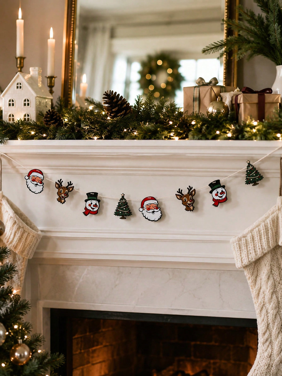 Santa reindeer snowman garland - photo 7