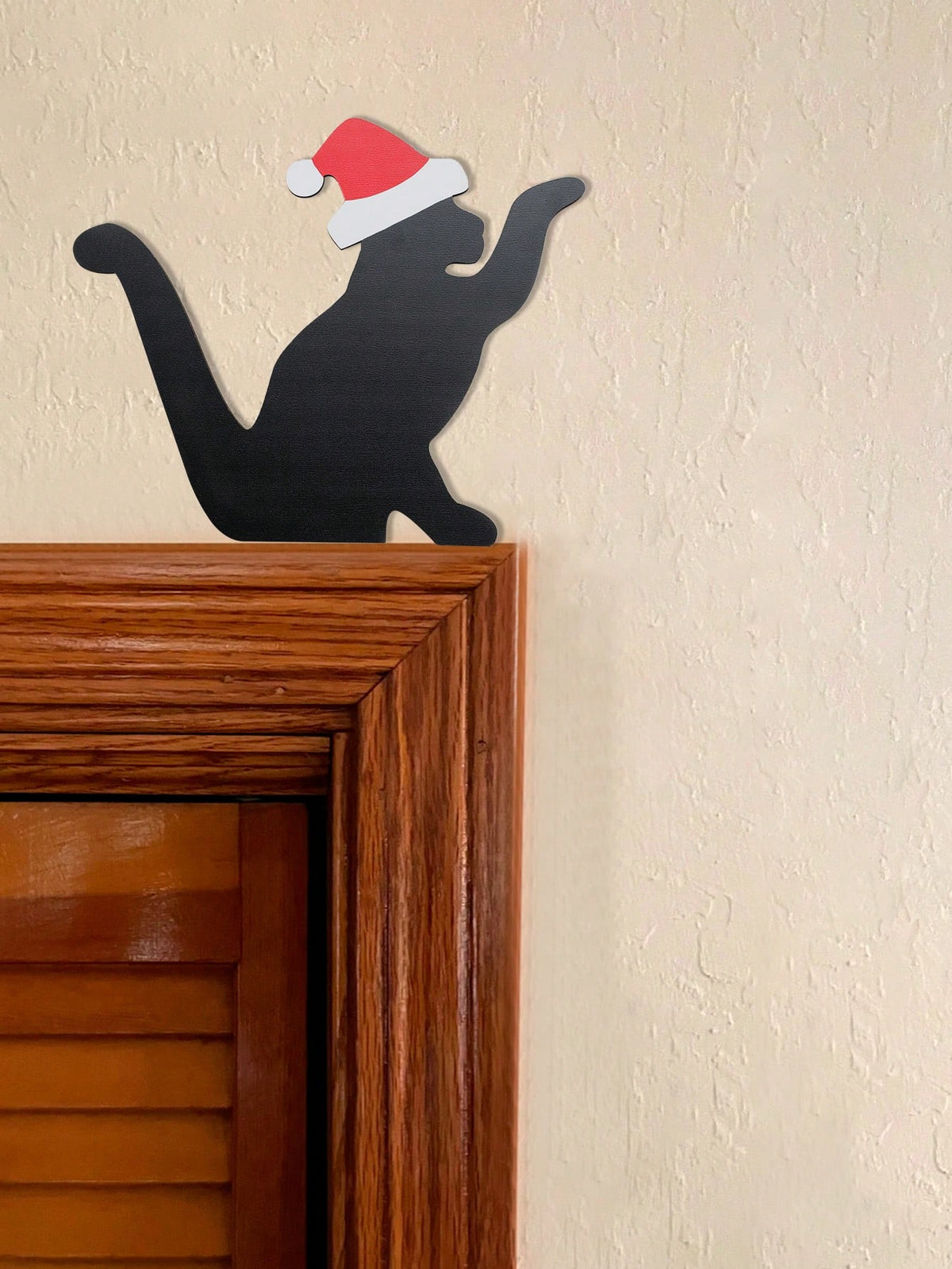 Santa hat black cat door decor - photo 8