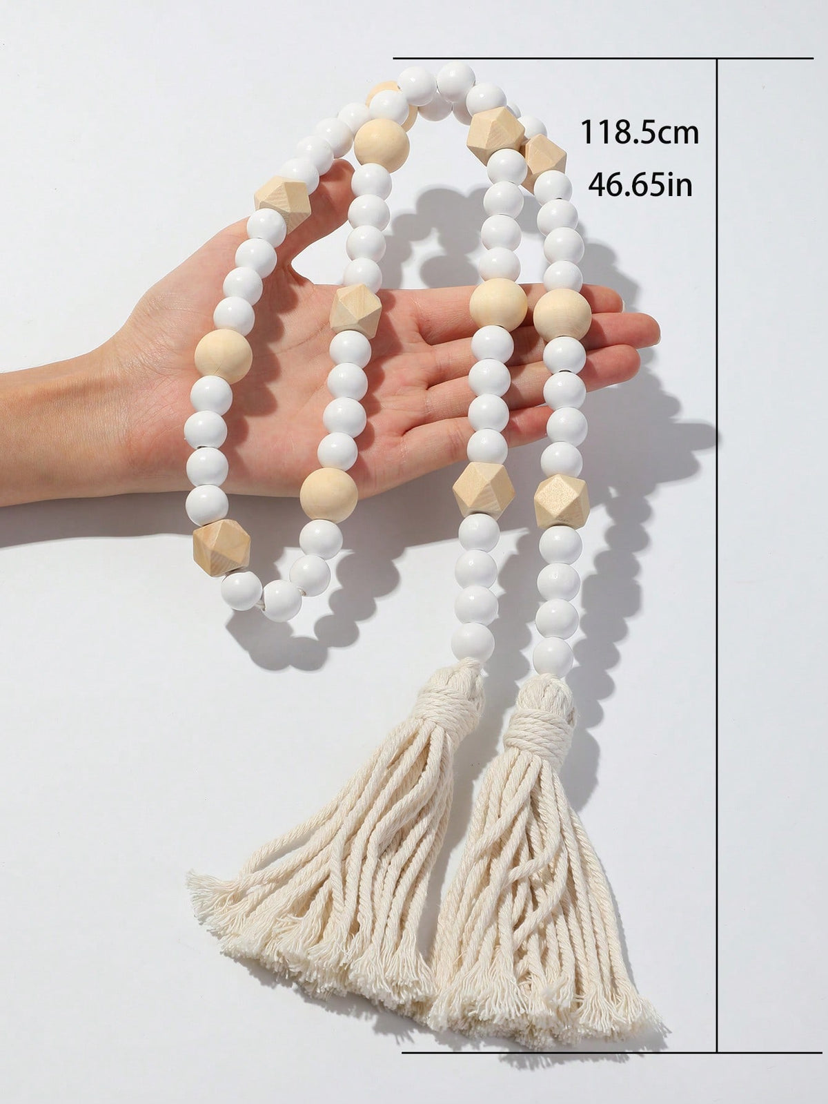 geometric wood bead garland - Cream & Natural