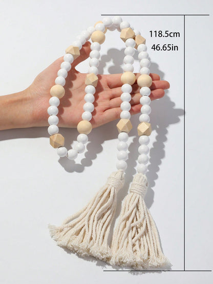 geometric wood bead garland - Cream & Natural