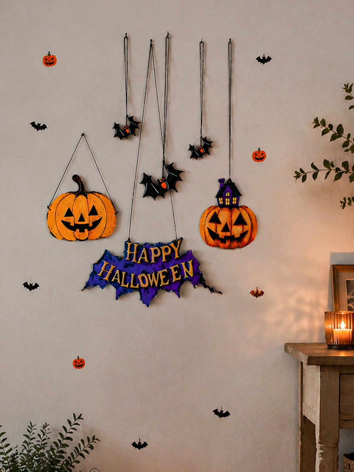 bat moon pumpkin Halloween door sign - photo 8