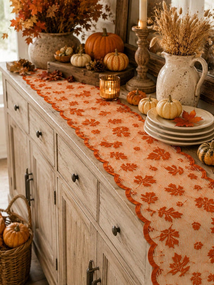 maple leaf lace table runner - photo 7