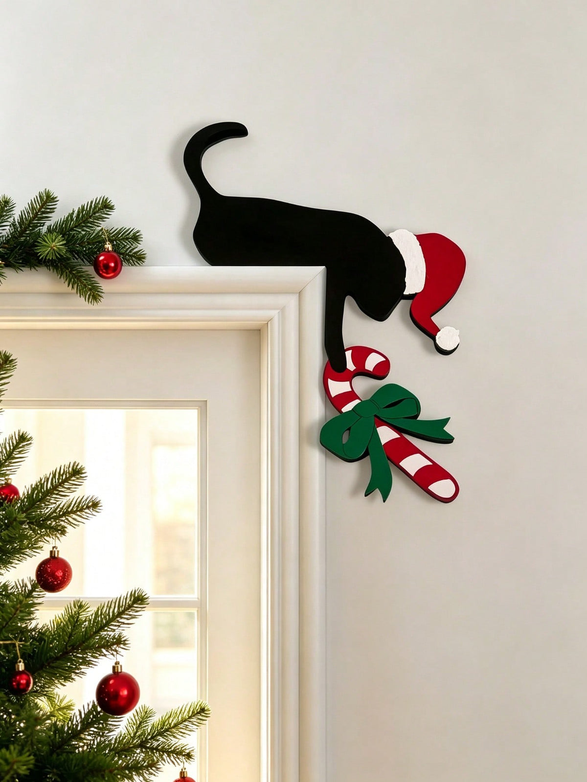 black cat candy cane door corner - photo 8