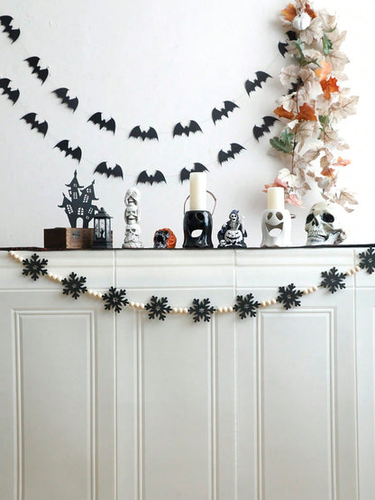 felt snowflake bead garland - Black photo 7