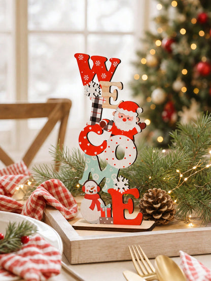 Santa stacked letter tabletop sign - Red photo 8