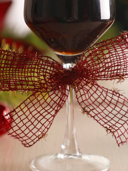 glitter mesh wine glass bows - Red photo 6